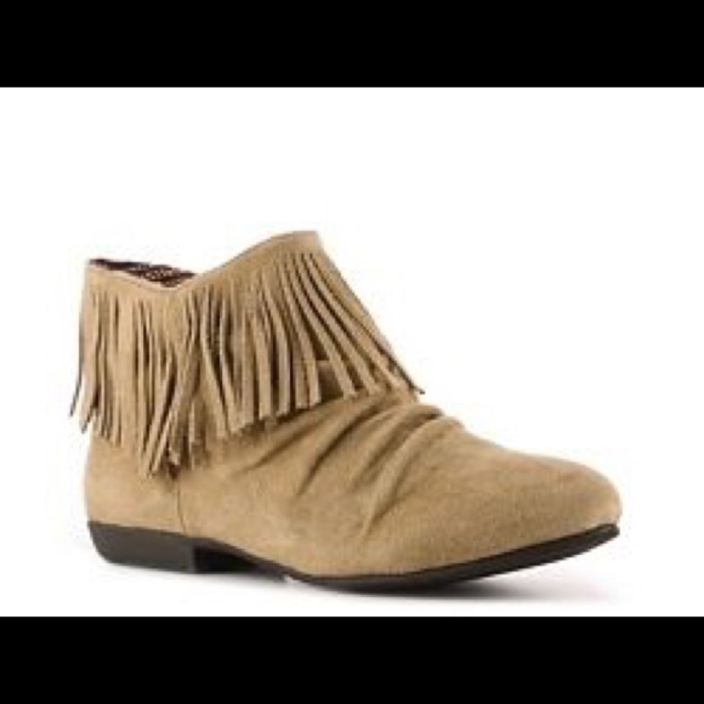 Suede fringe booties